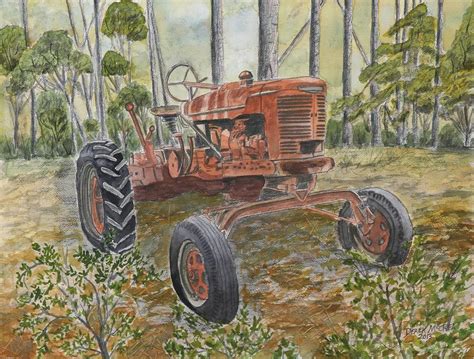 Old Tractor Vintage Art Painting by Derek Mccrea