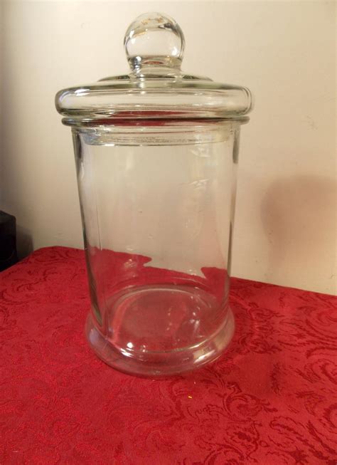 Clear glass specimen jar and lid apothecary stands 13 1/2 by Daiya