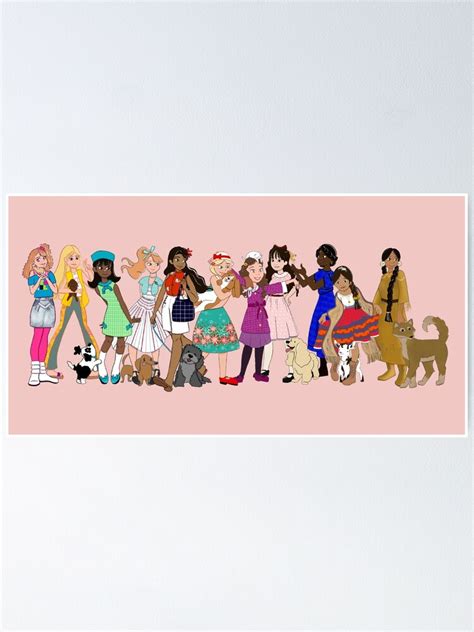 "American Girl Doll Historical Characters (pink) " Poster for Sale by Bumble-berry | Redbubble