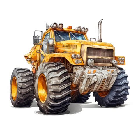 Premium AI Image | Photorealistic Bulldozer Monster Truck On White Background