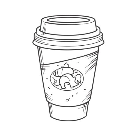 The Line Drawing Of A Coffee Cup Outline Sketch Vector, Coffee Drawing ...