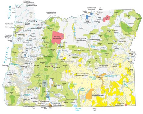 Oregon State Map - Places and Landmarks - GIS Geography