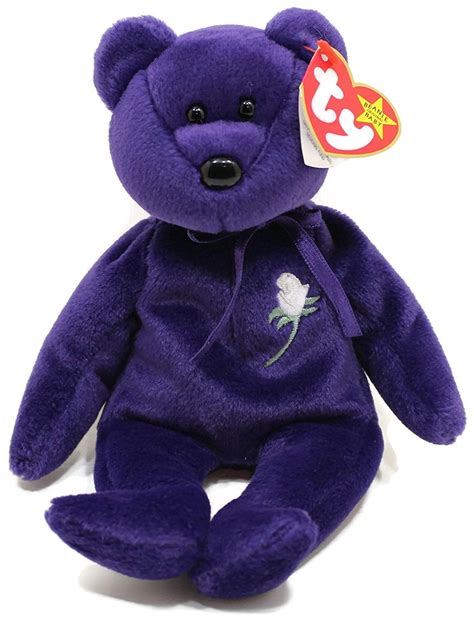 Ty beanie babies and buddies Princess The Purple Bear With White Rose On Chest Toys Stuffed ...