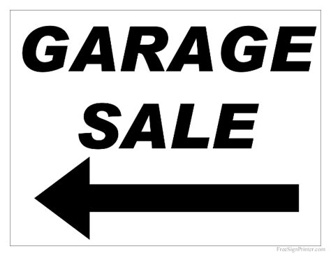 Free Printable Garage Sale Sign with Arrow Pointing Left