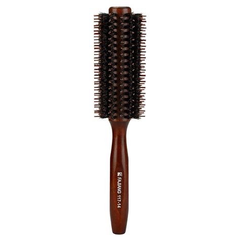 Natural Boar Bristle Round Comb Hair Brush with Ergonomic Natural Wood Handle,2.2 Inch,Styling ...