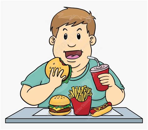 Eating Food Clipart Preview Of Transparent Png - Eating Junk Food Clipart Black And White, Png ...