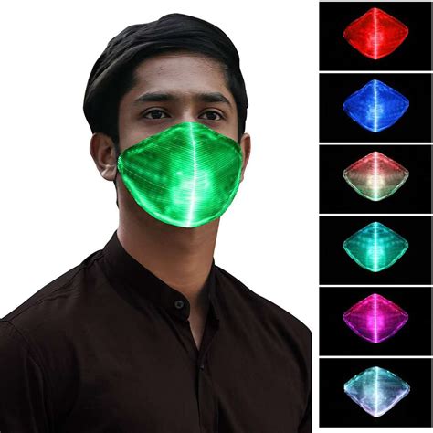 Tagital LED Rave Mask 7 Colors Luminous Light for Men Women Face Mask ...