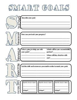 SMART goals worksheet by Jordan Chesler High School Counselor | TPT