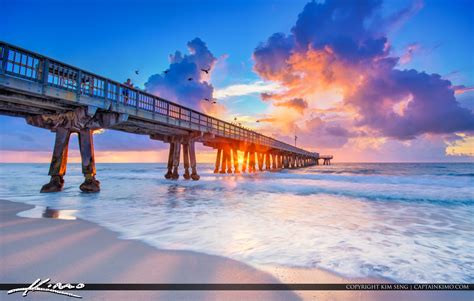 Pompano Beach Fishing Pier Purple Sunrise – HDR Photography by Captain Kimo