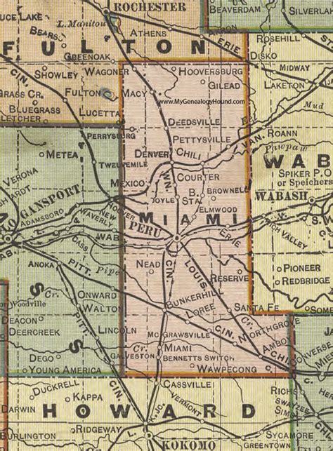 Miami County, Indiana, 1908 Map, Peru, Converse