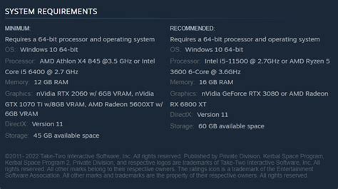 Updated System Requirements on Steam : r/KerbalSpaceProgram