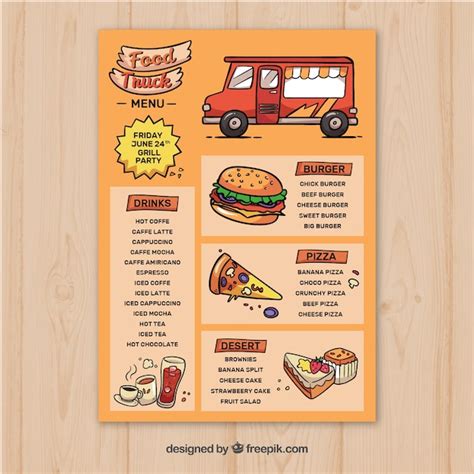 Food Truck Menu Template Free