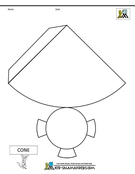 3D Cone Template Lessons, Worksheets and Activities