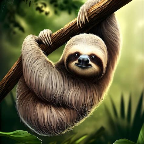 Premium AI Image | Sloth hanging on a branch