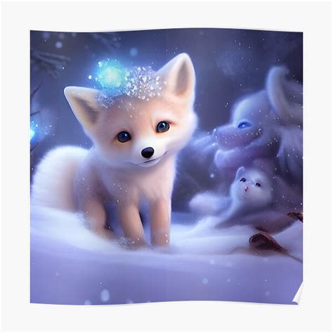 "Baby Snow Fox" Poster for Sale by Adjoga | Redbubble