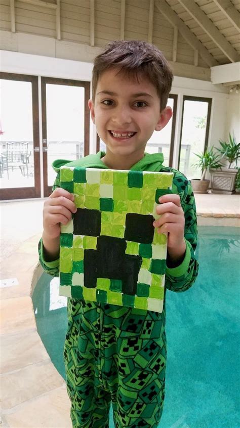 Paint Your Own Minecraft Creeper Acrylic Art Canvas; Ages 7+ | Ladeeda