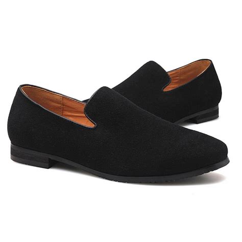 Black Suede Dapper Mens Prom Loafers Dress Shoes Loafers