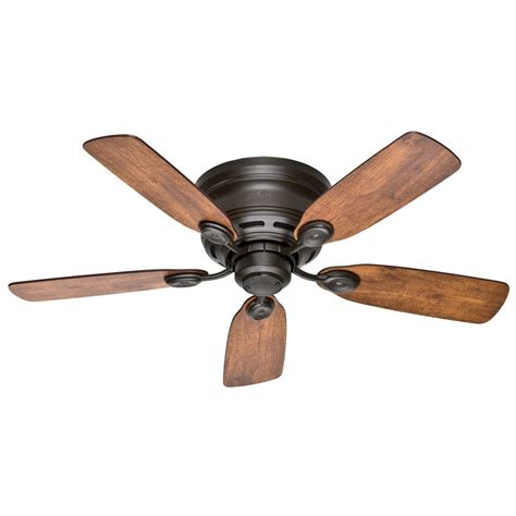 Shop Hunter Low Profile IV 42-in New Bronze Indoor Flush Mount Ceiling Fan at Lowes.com