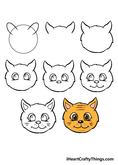 Cat Face Drawing - How To Draw A Cat Face Step By Step