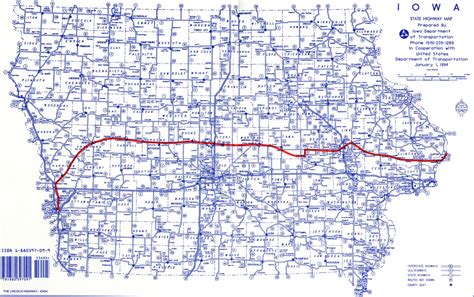 Iowa Road Map with the Original Route of the Lincoln Highway, 1994 | State Historical Society of ...