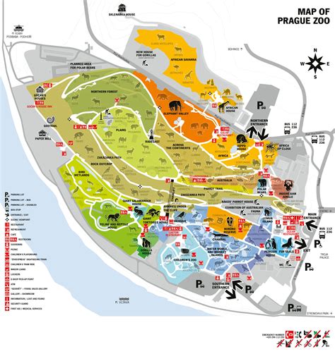 Prague zoo map - Zoo praha map (Bohemia - Czechia)