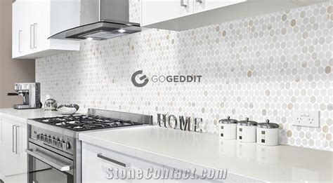 Calacatta Gold Penny Round Backsplash Mosaic from China - StoneContact.com