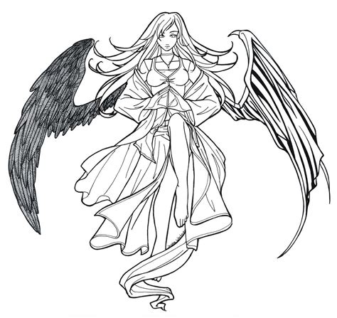 Fallen Angel Lineart by kuroihana on DeviantArt