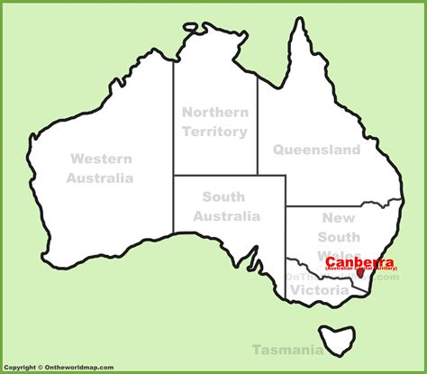 Canberra location on the Australia Map - Ontheworldmap.com