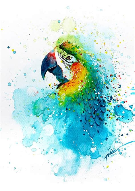 Parrot watercolor painting A4 A3 art print | Etsy