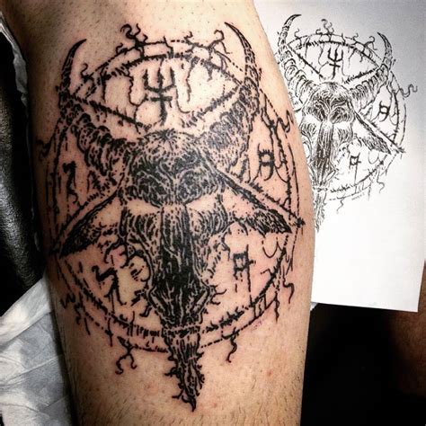 Sigil of Baphomet goat pentagram Satanic symbol tattoo