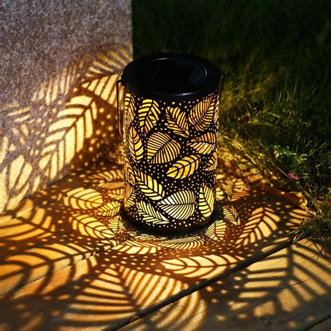 Solar Lantern Lights Outdoor Garden Hanging Lights Metal Flowers Pattern Light Multifunctional ...