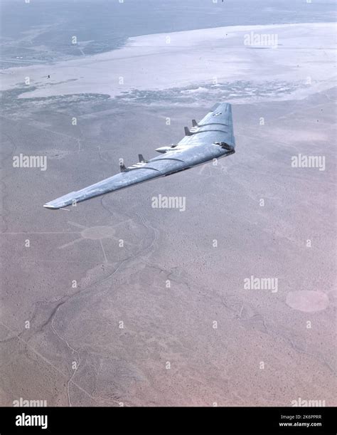 Aerial View of YB-49, Jet-Propelled Version of the Northrop Flying Wing. Aerial View of YB-49 ...