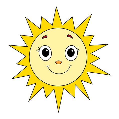 How to Draw a Smiling Sun - Really Easy Drawing Guides