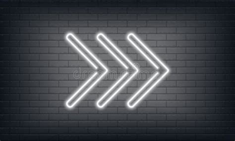 Neon Sign Arrow Right Black and White on Brick Wall Background. Vintage ...