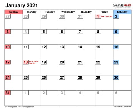 January 2021 Calendar Templates For Word Excel And Pdf Eastern Standard Time To Central Time