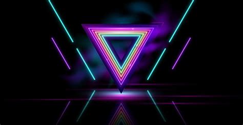 Wallpaper neon lights, triangles, dark, abstract desktop wallpaper, hd image, picture ...