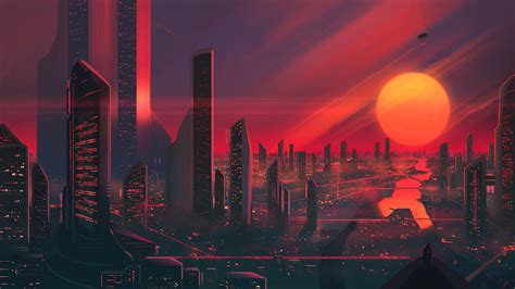 Sci Fi #City #Building #Futuristic #Skyscraper #Sun #Sunset #2K #wallpaper #hdwallpaper #desktop ...