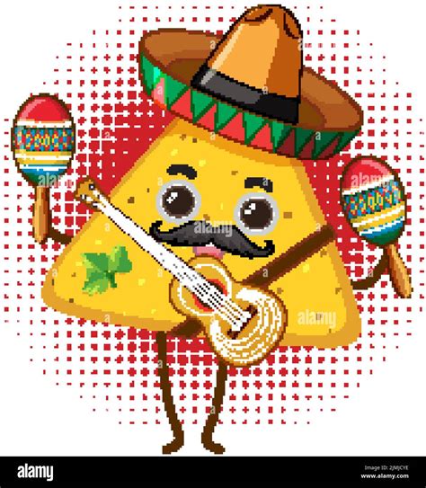 Nachos Mexican food cartoon character illustration Stock Vector Image ...