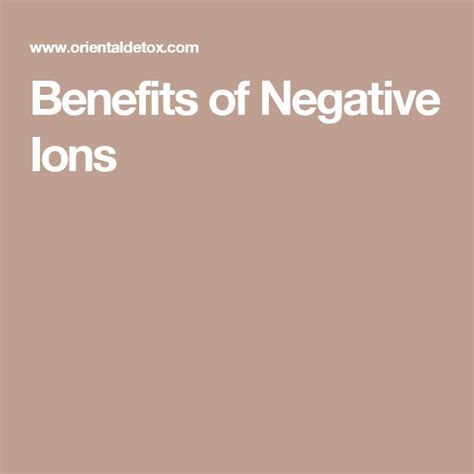 Benefits of Negative Ions