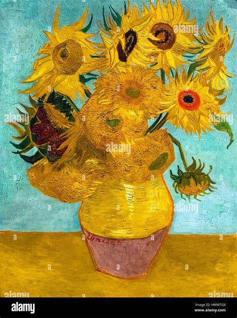 Van Gogh Sunflowers. Sunflowers by Vincent van Gogh (1853-1890), oil on canvas, 1888/9 Stock ...