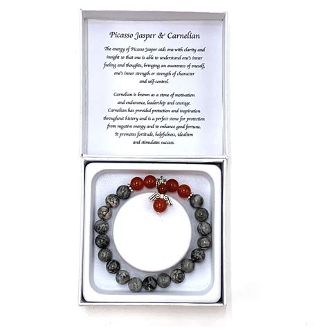 Grey Picasso Jasper & Carnelian bracelet – Carolina Trading