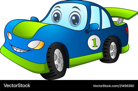 Cartoon sport blue car Royalty Free Vector Image