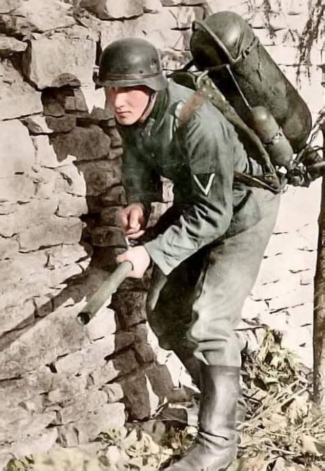 German soldier equipped with flamethrower in... | History Wars