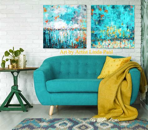 Yellow And Teal Wall Art