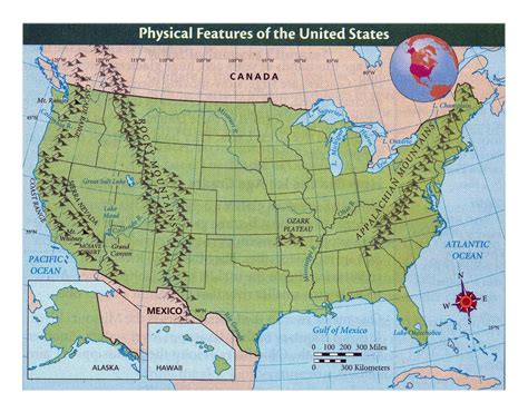 Physical Features Of United States Map_ | United States Map - Europe Map