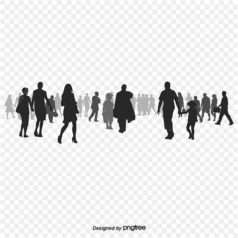 Crowds Silhouette PNG Free, Silhouette Crowd, Silhouette Vector, Crowd, Character PNG Image For ...