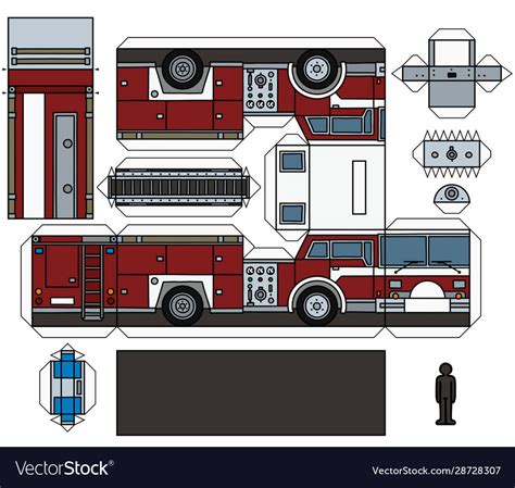 Paper model a classic fire truck Royalty Free Vector Image