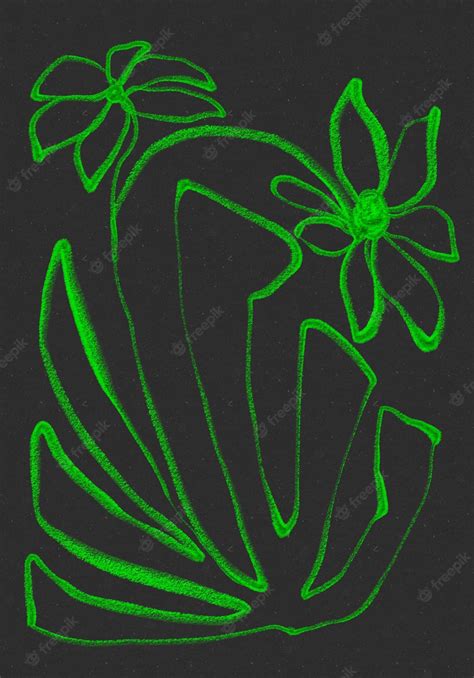 Premium Photo | Handdrawn neon botanical floral paiting flower drawing ...