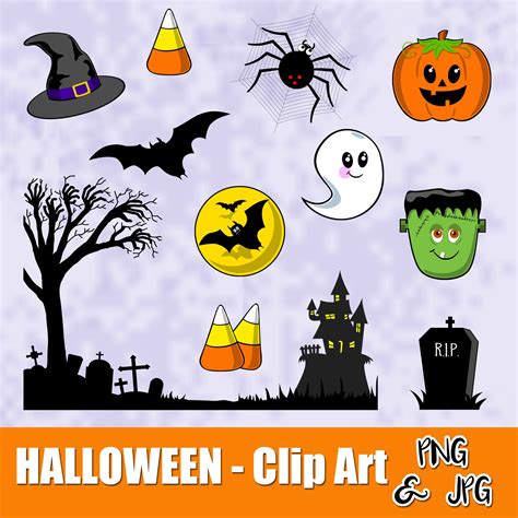 HALLOWEEN FUN - CLIP ART- Halloween characters - PNG and JPG files -In – Printing The Moon