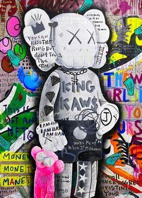 'Graffiti Kaws' Poster by Funny Daily | Displate in 2023 | Metal ...